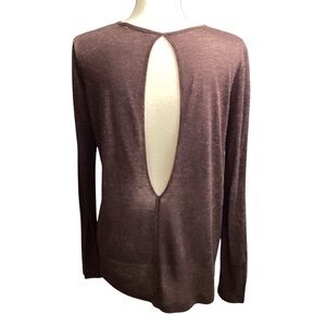 T by Alexander Wang Open Split Back Brown/Purple Long Sleeve Wool Blend Top XS